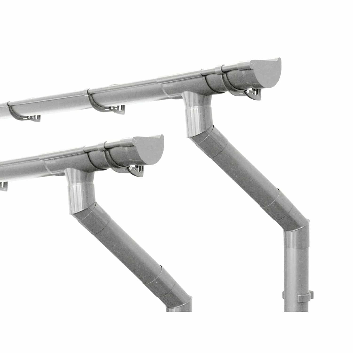 Inefa Dachrinnen Set PVC 2x 6m NW 100 Halbrund Gartenhaus Grau