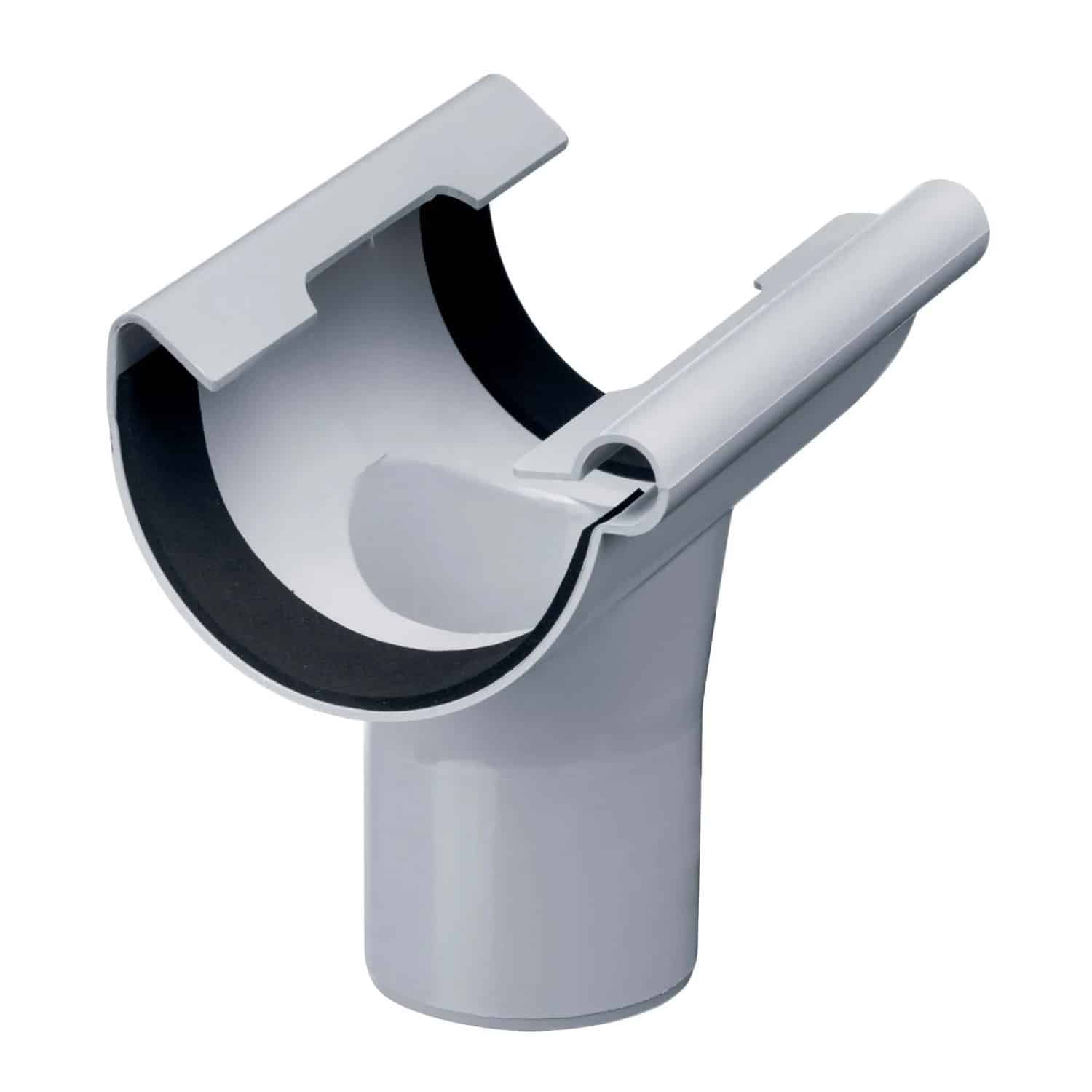 Inefa Einhangstutzen PVC NW 125/DN 75 Halbrund Grau Dachentwässerung