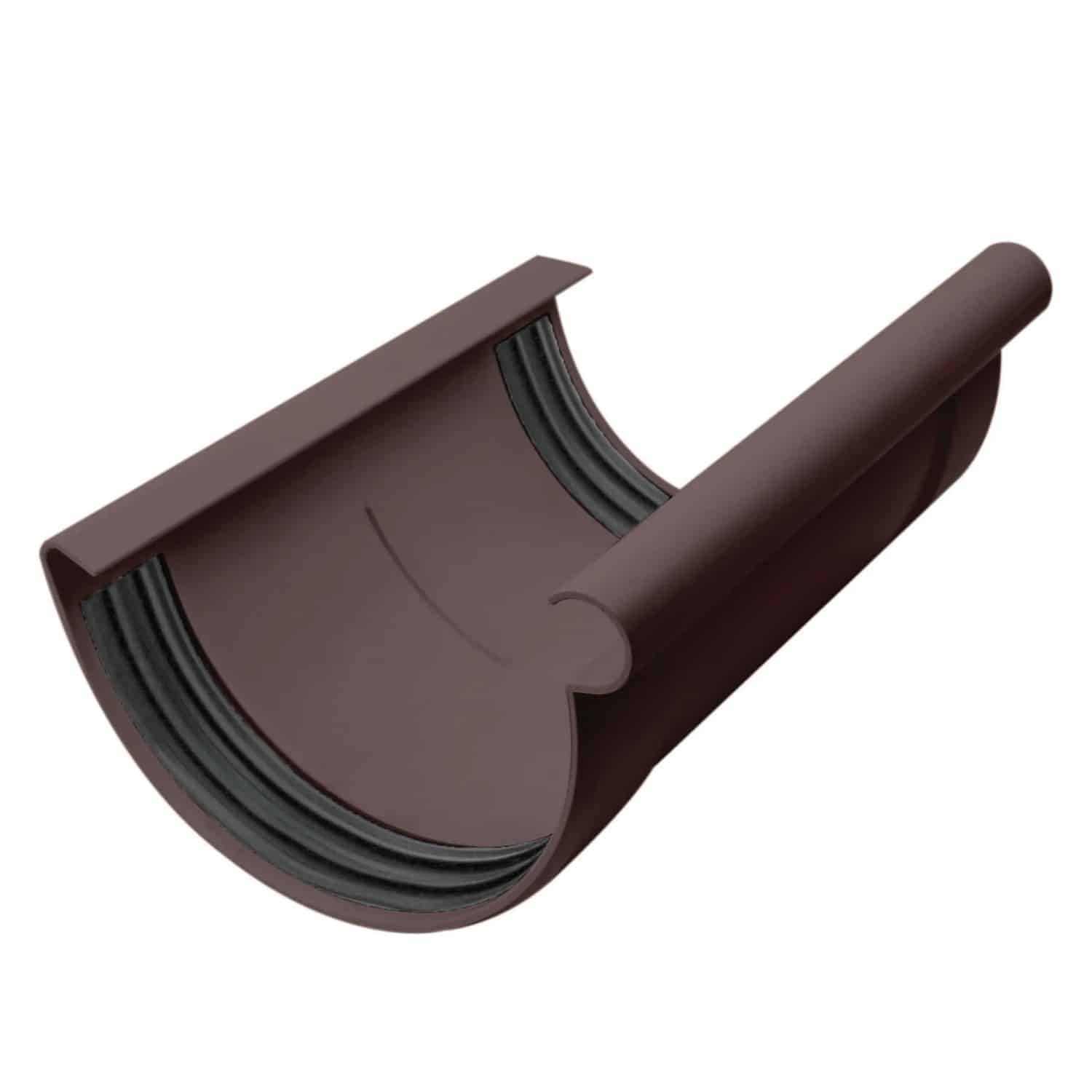 Inefa Rinnenverbinder Halbrund PVC NW 125 Dunkelbraun Dichtes Verbindungsstück