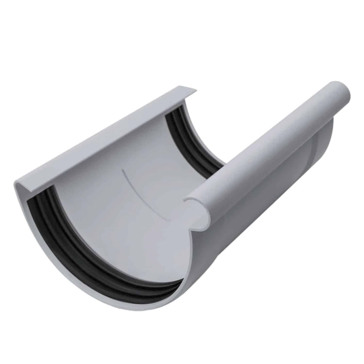 Inefa Rinnenverbinder Halbrund PVC NW 180 Grau Dichtes Verbindungsstück