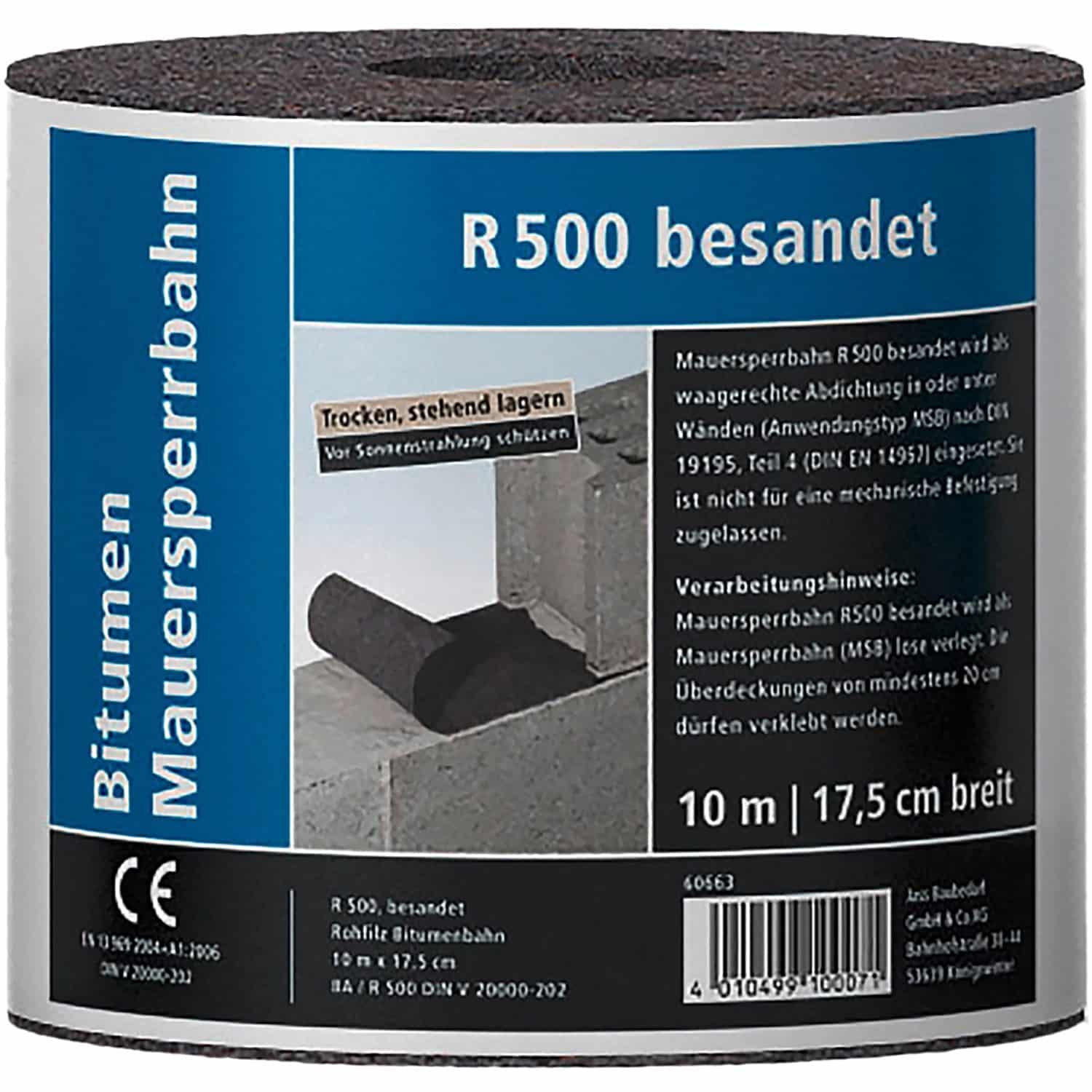 Mauersperrbahn R500 Länge 10 m für Wandstärke 17